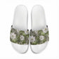 African Leopard Floral Pattern Slide Sandals Safari Moss
