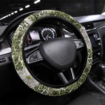 African Leopard Floral Pattern Steering Wheel Cover Safari Moss