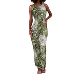 African Leopard Floral Pattern Tank Maxi Dress Safari Moss