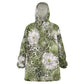 African Leopard Floral Pattern Wearable Blanket Hoodie Safari Moss