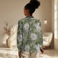 African Leopard Floral Pattern Women Casual Shirt Safari Moss