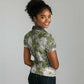 African Leopard Floral Pattern Women Polo Shirt Safari Moss