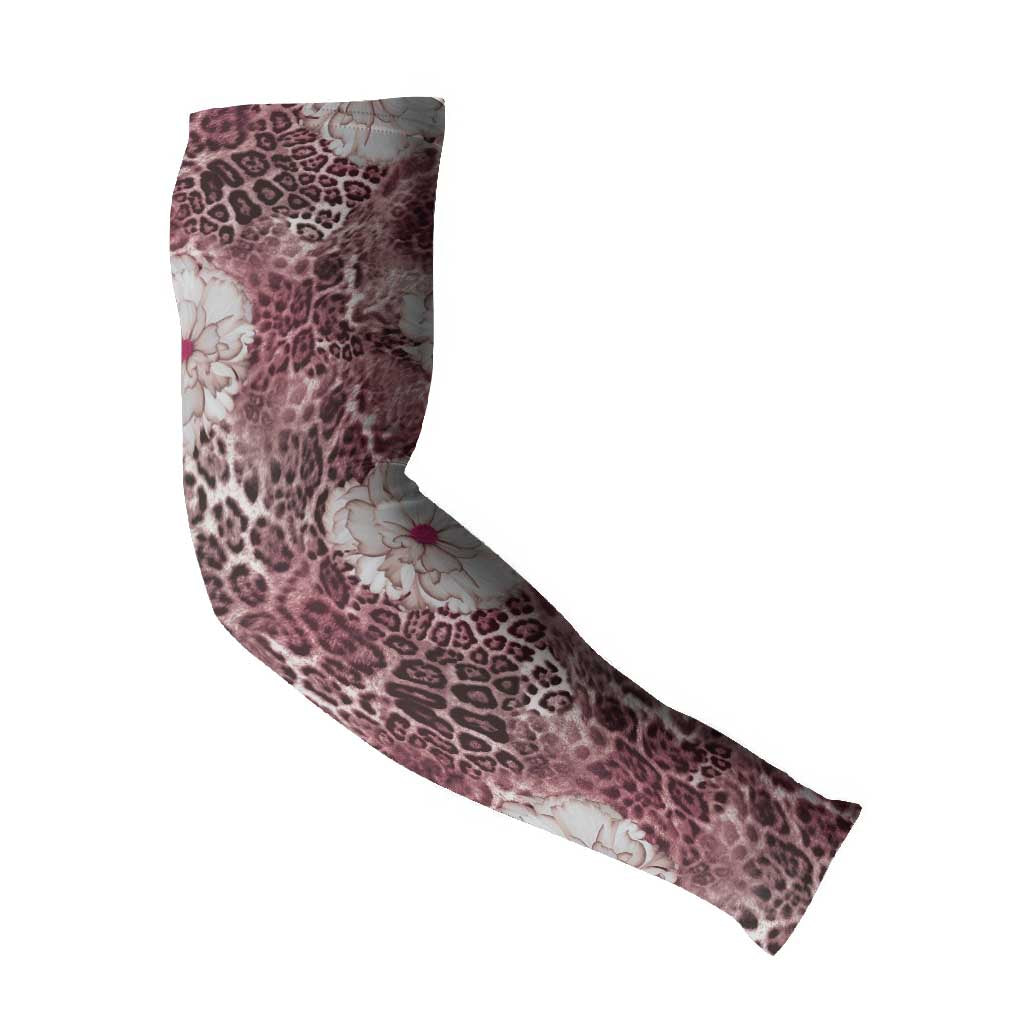 African Leopard Floral Pattern Arm Sleeves Sunset Mauve