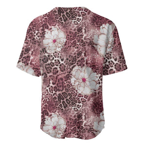 African Leopard Floral Pattern Baseball Jersey Sunset Mauve