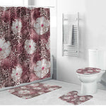African Leopard Floral Pattern Bathroom Set Sunset Mauve