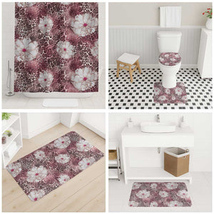 African Leopard Floral Pattern Bathroom Set Sunset Mauve