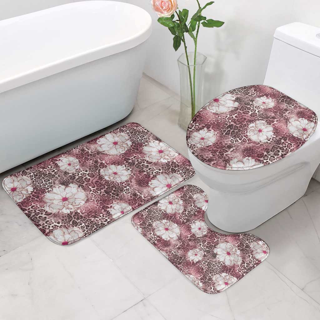 African Leopard Floral Pattern Bathroom Set Sunset Mauve