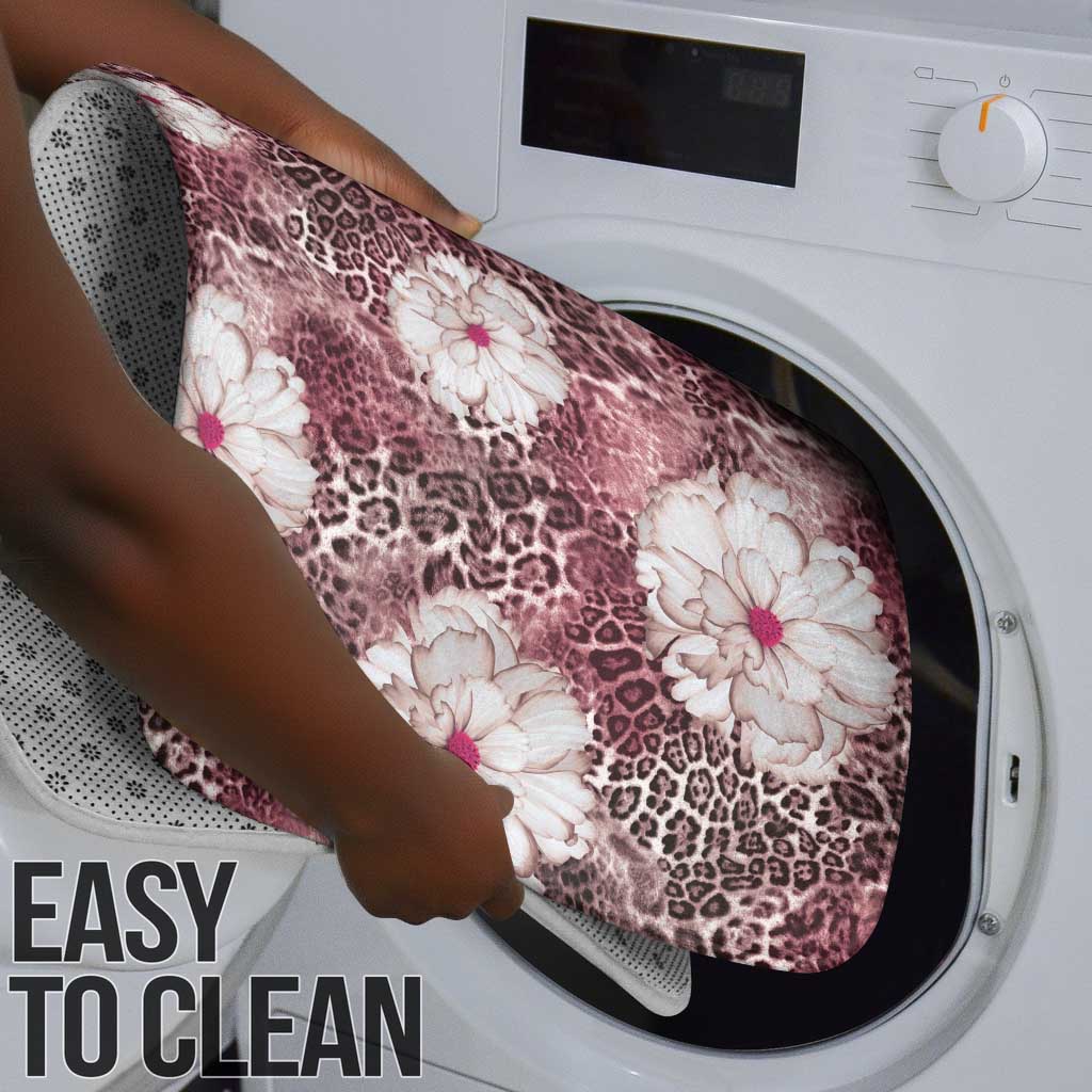 African Leopard Floral Pattern Bathroom Set Sunset Mauve