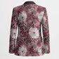 African Leopard Floral Pattern Blazer Sunset Mauve