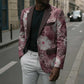 African Leopard Floral Pattern Blazer Sunset Mauve