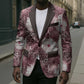 African Leopard Floral Pattern Blazer Sunset Mauve