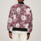 African Leopard Floral Pattern Bomber Jacket Sunset Mauve