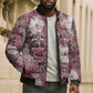 African Leopard Floral Pattern Bomber Puffer Jacket Sunset Mauve