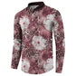 African Leopard Floral Pattern Button Sweatshirt Sunset Mauve