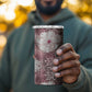 African Leopard Floral Pattern 4 in 1 Can Cooler Tumbler Sunset Mauve