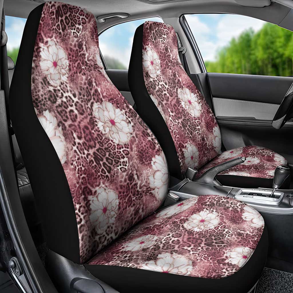 African Leopard Floral Pattern Car Seat Cover Sunset Mauve
