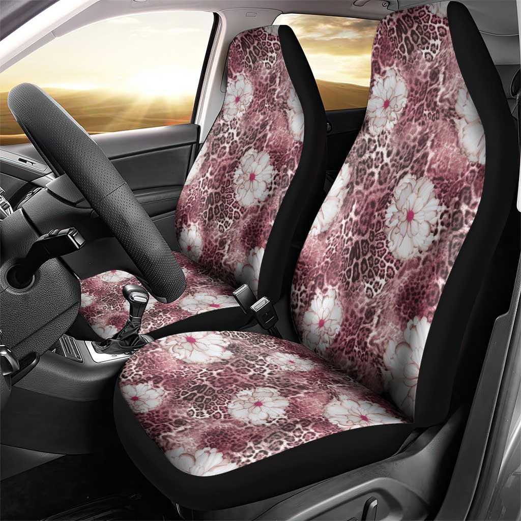 African Leopard Floral Pattern Car Seat Cover Sunset Mauve