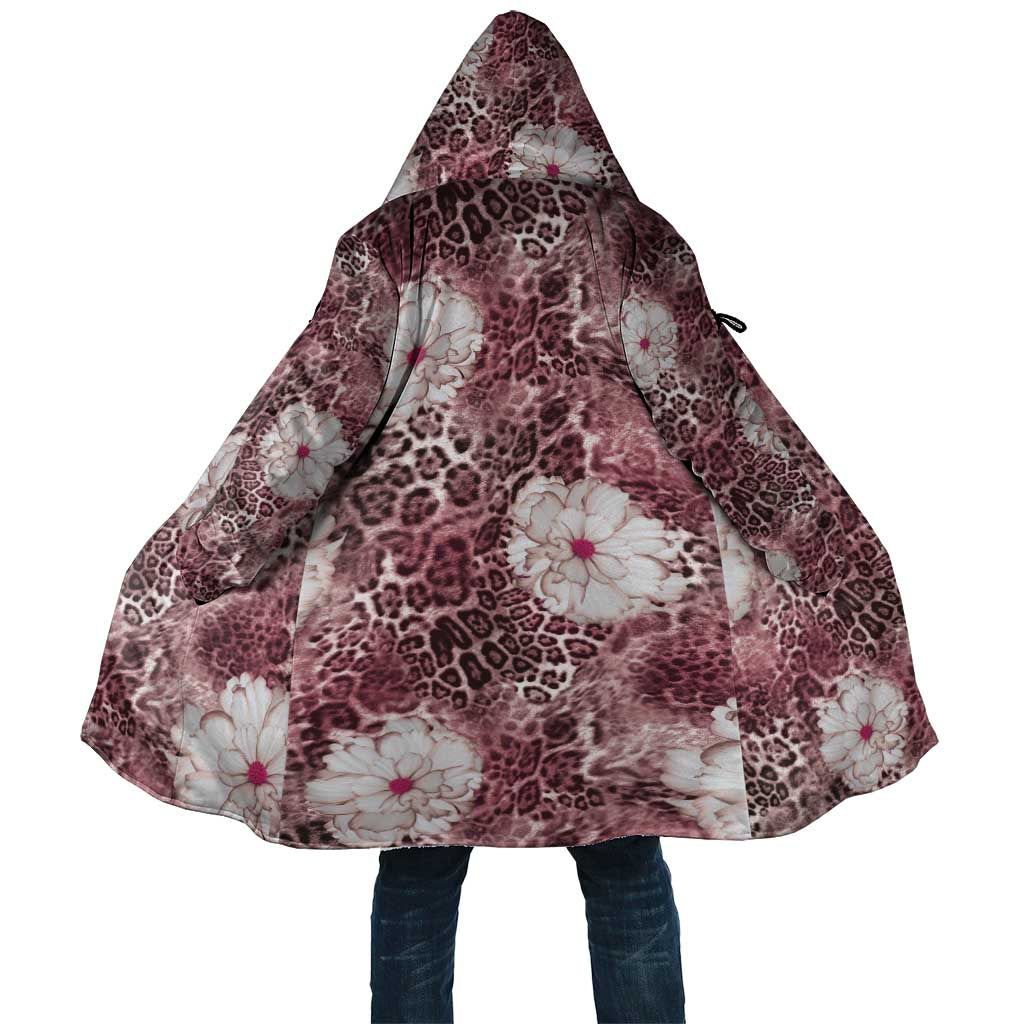 African Leopard Floral Pattern Cloak Sunset Mauve