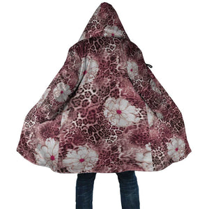 African Leopard Floral Pattern Cloak Sunset Mauve