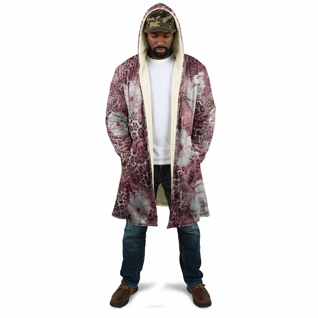 African Leopard Floral Pattern Cloak Sunset Mauve