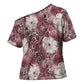 African Leopard Floral Pattern Cross Shoulder Shirt Sunset Mauve