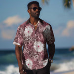 African Leopard Floral Pattern Hawaiian Shirt Sunset Mauve