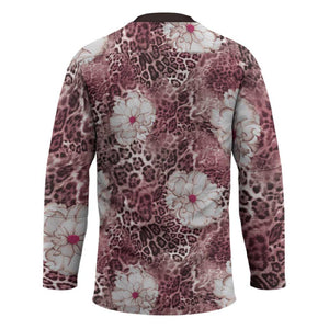 African Leopard Floral Pattern Hockey Jersey Sunset Mauve