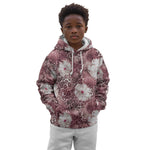 African Leopard Floral Pattern Kid Hoodie Sunset Mauve
