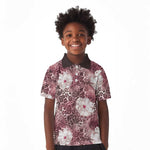 African Leopard Floral Pattern Kid Polo Shirt Sunset Mauve