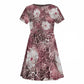 African Leopard Floral Pattern Kid Short Sleeve Dress Sunset Mauve