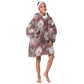 African Leopard Floral Pattern Kid Wearable Blanket Hoodie Sunset Mauve