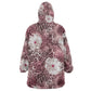 African Leopard Floral Pattern Kid Wearable Blanket Hoodie Sunset Mauve
