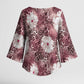 African Leopard Floral Pattern Kimono Sleeve Blouse Sunset Mauve