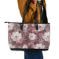 African Leopard Floral Pattern Leather Tote Bag Sunset Mauve