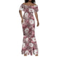 African Leopard Floral Pattern Mermaid Dress Sunset Mauve