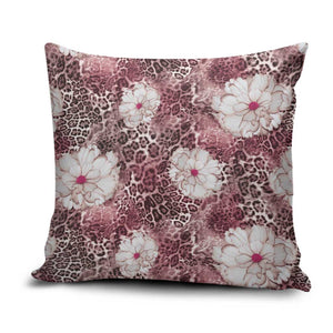African Leopard Floral Pattern Pillow Cover Sunset Mauve