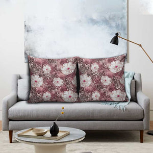 African Leopard Floral Pattern Pillow Cover Sunset Mauve