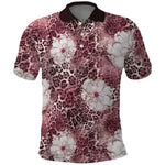 African Leopard Floral Pattern Polo Shirt Sunset Mauve
