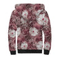 African Leopard Floral Pattern Sherpa Hoodie Sunset Mauve