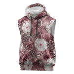 African Leopard Floral Pattern Sleeveless Hoodie Sunset Mauve