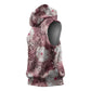 African Leopard Floral Pattern Sleeveless Hoodie Sunset Mauve