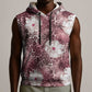 African Leopard Floral Pattern Sleeveless Hoodie Sunset Mauve
