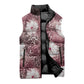 African Leopard Floral Pattern Sleeveless Puffer Jacket Sunset Mauve