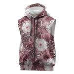 African Leopard Floral Pattern Sleeveless Zip Hoodie Sunset Mauve