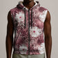 African Leopard Floral Pattern Sleeveless Zip Hoodie Sunset Mauve