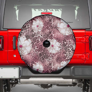 African Leopard Floral Pattern Spare Tire Cover Sunset Mauve