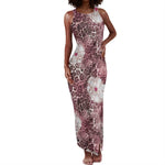 African Leopard Floral Pattern Tank Maxi Dress Sunset Mauve