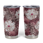 African Leopard Floral Pattern Tumbler Cup Sunset Mauve