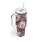 African Leopard Floral Pattern Tumbler With Handle Sunset Mauve