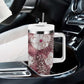 African Leopard Floral Pattern Tumbler With Handle Sunset Mauve